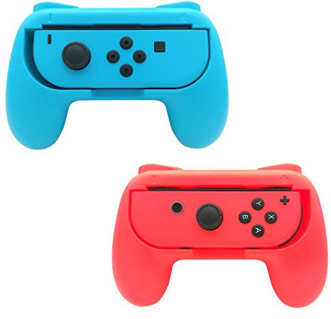 FASTSNAIL Grips Compatible with Nintendo Switch JoyCon&Switch OLED Model, Wear-resistant Handle Kit Gamepad Replacement for Nintendo Switch Joy Cons &Switch OLED Model for Controller(Red&Blue)