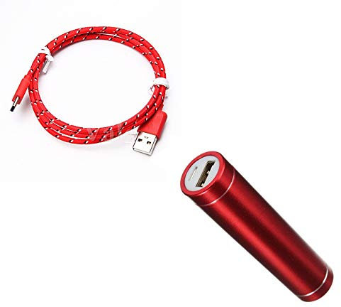 Pack Batterie pour Samsung Galaxy Note 10 Smartphone Type C (Cable Tresse 3m + Batterie Chargeur Externe) Android 2600mAh (Rouge)