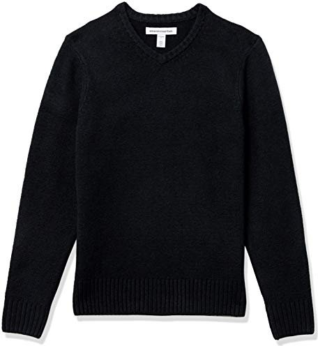 Amazon Essentials Men's Long-Sleeve Soft Touch V-Neck Jumper, Black, XXL
