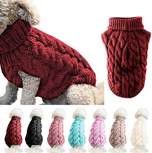 FAMKIT Pet Dog Rollkragenpullover mit Rollkragenpullover, Pet Dog Kleidung Outwear Fashion Warm Pullover Knitwear (Bitte wählen Sie vor dem Kauf eine größere Größe gemäß der Größentabelle)