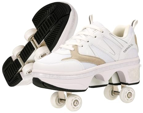 Schuhe mit Rollen für Mädchen und Jungen - Rollschuhe Schuhe für Kinder - Roller Skate Shoes - Atmungsaktives Mesh-Material - Geburtstagsgeschenk, Grau-38