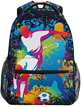 Children's Backpack, Schoolbag Football Players With Soccer Large Capacity Students Bookbag Rucksack Knapsack for Boys Girls Adults Teen