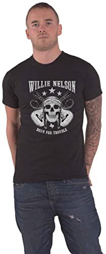Willie Nelson T Shirt Skull Logo Nue offiziell Herren Schwarz S