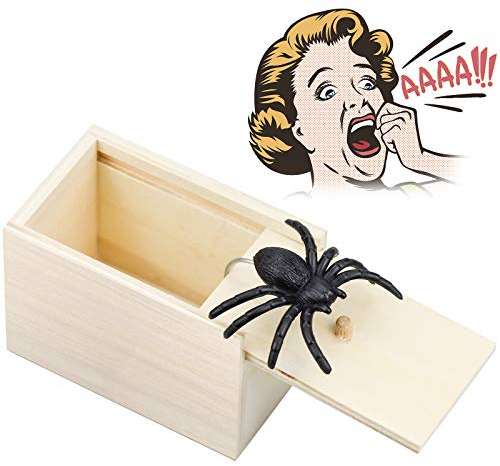 YMSJ 1 Stück Spinne Streich-Box Spinne In Box Holz Streich Spinne Scare Box für Kinder Erwachsene Party Favors Gifts