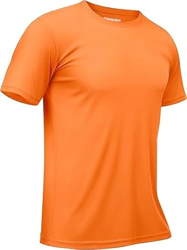 TACVASEN Running Tops Men Short Sleeve UV Protection Shirts Lightweight Beach Surfing T Shirt Summer Sport Gym Shirts Orange,3XL