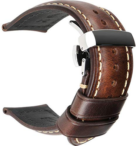 REZERO Uhrenarmband, Echtes Leder Uhrenarmbänder, Ölgewachste Vintage Uhrenarmbänder für Herren, Damen 18mm 19mm 20mm 21mm 22mm 23mm 24mm 26mm