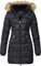Geographical Norway Abeille Lady Distribrands - Parka Chaude Femme - Manteau Epais Capuche Fausse Fourrure - Blouson Coupe Vent Hiver - Doudoune Long Doublure (Noir XL - Taille 4)