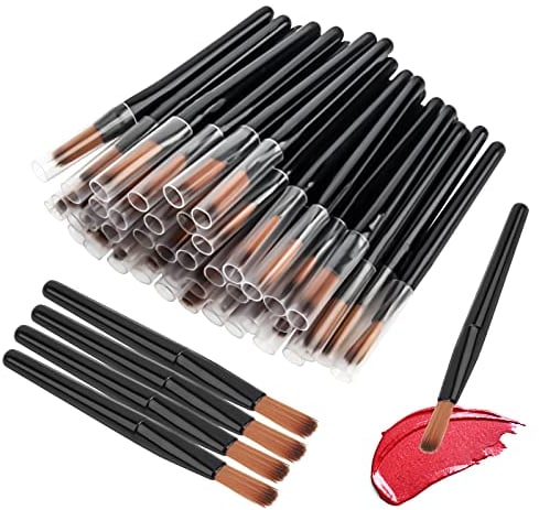 hanmir 50Pcs/Set Lip Brushes, Disposable Lip Brush Lip Gloss Makeup Brush, Lipstick Gloss Wands Applicator Cosmetic Tool Kits(Black)