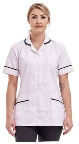 oceanevo® Women’s Healthcare Doctors Nurses Dentists Tunic Uniform Workwear Short Sleeve Beauty Spa Carers Vets Working Tops (10, White)