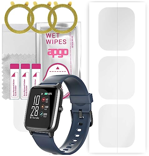 apgo 3 Stück Schutzfolie, klar, kompatibel mit Hama Fit Watch 4900 Smartwatch, Hydrogel Displayschutzfolie mit Positionierhilfe, Displayfolie, robust und kratzfest