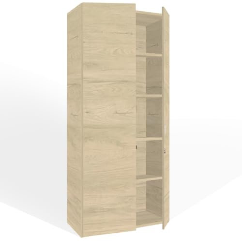 Genérico OFILIKE. Armario de Madera con 5 Estantes y 2 Puertas. para Garaje, Oficina, Estudio. Entrega 3-5 Días (Roble), Grande (f3)