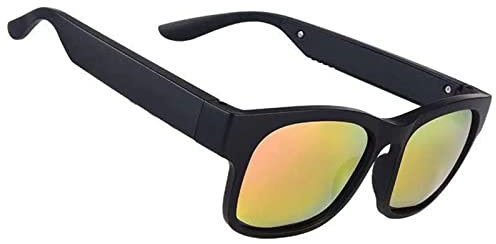 Smart Bluetooth Glasses, Bluetooth 5.0 stereo Bluetooth headset outdoor sunglasses outside the speaker with Anti-blue ray lens Built in Mic for Men Women(orange lens)