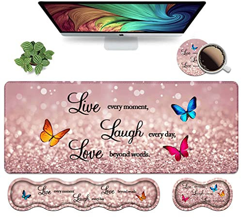 Repose-poignet ergonomique pour clavier et tapis de souris, grand tapis de bureau XXL de 80 x 30 cm, base antidérapante, mousse à mémoire de forme, soulagement de la douleur pour le bureau et la