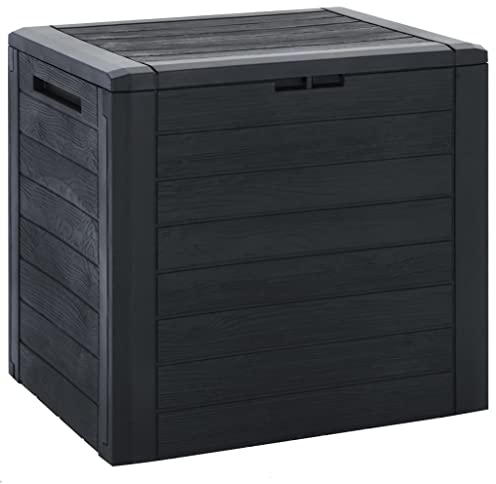 vidaXL Garden Storage Box in Anthracite - Polypropylene Outdoor Tool Chest/Bin, 140L Capacity, Lockable Lid for Patio, Terrace, Indoors