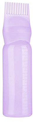 120Ml Applicator Bottle Hair Colour Brush Hair Oil Bottle with Graduated Brush Applicator Bottle Comb Root Comb Salon Hair Coloring Tool (Purple)