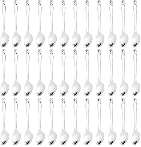 DICOSMETIC 60 Pz Argento Antico Cucchiaio Ciondolo Tema Cucina Ciondolo Utensile da Cucina Ciondolo Stili Tibetani Ciondolo Lega Grande Ciondolo Forniture per Creazione di Gioielli, Foro: 1.5mm