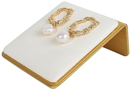 GemeShou Sammet-Stecker-Ohrring-Halter zum Verkauf, kleiner Lagerbehälter-Brett für Mädchen, Goldschmuck-Ausstellung-Ständer, Schmuck-Organisator 【Beige】