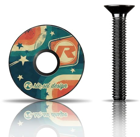 Riesel Design STEM Cap Fahrradlenkerstopfen aus hochwertigem Carbon + Schrauben aus eloxiertem Aluminium – 6 g – Größe 1 1/8 Zoll – Hero