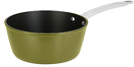 Sitram 715703 Casserole Aluminium Recyclé Ø 20 cm H 8,5 cm colori Vert Metallisé Revêtement intérieur anti-adhésif sans PFOA - Manche en Inox Riveté - Tous feux dont induction