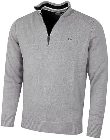 Calvin Klein Mens 1/2 Zip CK Golf Sweater - Silver Sport - XL