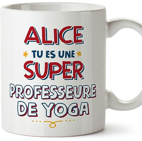 Mugffins Tasses Personnalisables pour PROFESSEURE DE YOGA femme - En Français - Cadeau Personalisé- Tu es Super - 11 oz / 330 ml