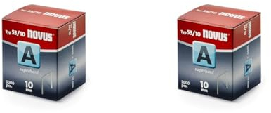 Novus Feindrahtklammern 10 mm superhart, Sparverpackung, 5000 Tacker-Klammern vom Typ 53/10, Heftmittel aus Stahldraht, 5000 Stück (2er Pack)