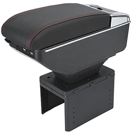 Universal Car Armrest Box, Car Center Console Armrest Box Container Adjustable Car Center Console Armrests Storage Box with USB Interface for Car Auto Van