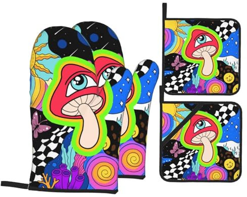 Pameencos World, Smile, Hands Baking Quartett – Küchen-Backset mit Ofenhandschuhen, hitzebeständige Ofenhandschuhe