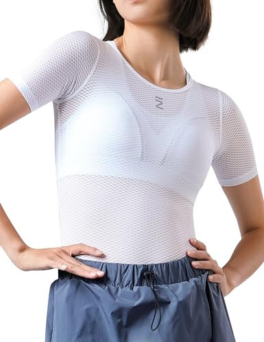 INBIKE Fahrradtrikot Radtrikot Rennrad Trikot Funktionsunterhemd Sportshirts Damen Kurzarm Fahrradbekleidung Sommer Atmungsaktiv Feuchtigkeitstransport Schnell Trocknend Weiß XS/S