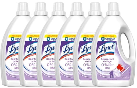 Lysol - Lot de 6 x 1.5L Désinfectants de linge - Peaux Sensibles