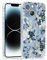 SCORPIFY for iPhone 14 Plus Case with Blue Nemophila Floral Design, Cute Clear Flower Phone Cover for Women Girls, [Non Yellowing] Slim Shockproof Bumper with Gold Accents