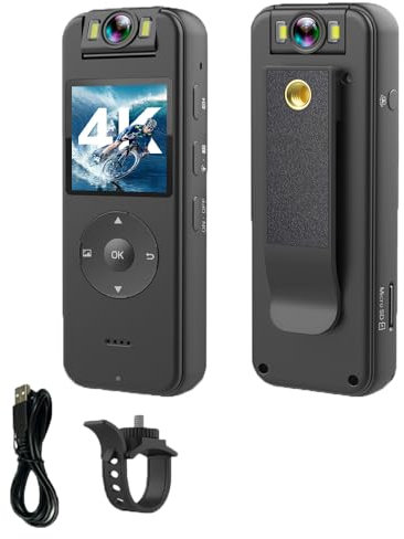Hapihom 4K Action Camera, Full High Definition Recording Action Camera with Rotating Cam, Anti-shake Underwater Sports Camera with 1400Mah Battery, Underwater Waterproof Wide-Angle Sports Camera