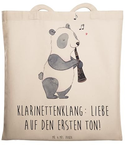 Mr. & Mrs. Panda Tasche Klarinette Liebe - Geschenk, Shopper, Musik, Schultasche, Tote Bag, Klarinettenspieler, Schultertasche, Lernen, Musiker, Holzblasinstrument, Shopping, Musikliebhaber, Ensemble