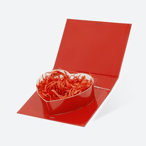 Valentinstag-Geschenkbox mit Aufschrift I Love You, befüllbar, Herzform, mit Papierfüller, Valentinstags-Leckerli-Boxen für Süßigkeiten (rot)