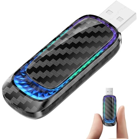 Wireless CarPlay Adapter & Android Auto Wireless Adapter - 2 in 1 Mini Adapter for Factory Wired CarPlay and Android Auto Cars, Ultra Low Delay, Multi-Color Ambient Light, Extension Cable USB C/A
