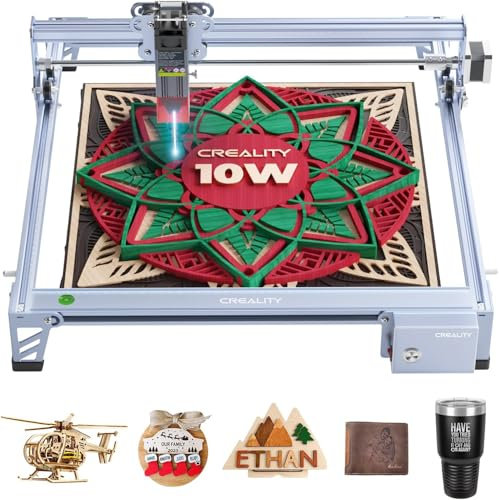 Creality S1 10W Laser Graviermaschine,10W Effekt Laser Cutter, Ein Tasten Steuerung, mit sicherem Gyroskop, rutschfestem Gummistativ, scharfe Schneide, schnelle Gravur für Holz und Metall