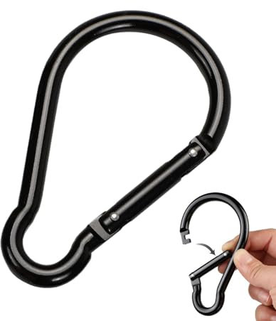 Mousqueton noir | Mousqueton léger avec porte-clés, alliage d'aluminium de 9,9 cm, grand mousqueton léger pour ceinture non verrouillable en forme de gourde