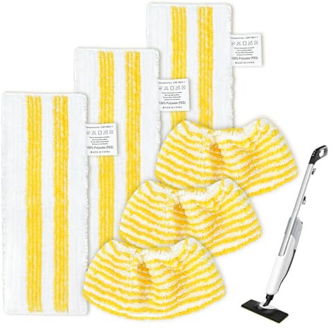 KEEPOW Steam Cleaner Pads Compatible with Karcher EasyFix SC3, SC4, SC5 Steam Cleaner, Steam Mop Accessories, Washable and Reusable, 3 Pack Steam Cleaner Pads+ 3 Handheld Nozzle Pads