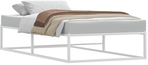 vidaXL Bettgestell ohne Matratze Weiß 100x200 cm Metall, Bettrahmen, Schlafzimmermöbel, Bett mit Lattenrost, Schlafzimmerbett, Bett, Einzelbett