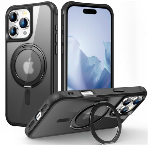 YOGISU Drehbare, Faltbare Handyhülle mit magnetischem Ständer für iPhone 11 12 13 14 15 Pro Max, stoßfeste Panzerschutzhülle, Schwarz, für iPhone 1Pro Max