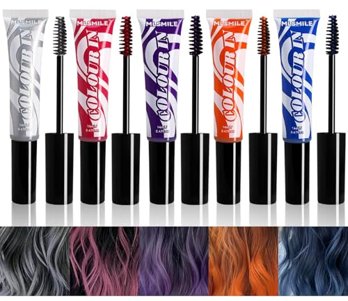 RoseFlower Haarkreide Set, 5 Farben Temporäre Haarkreide, Blau Auswaschbarer Haarfärbestift, Sofortige Haarkreidefarbe, Hair Chalk Fasching Haarfarbe Für Weihnachten Party