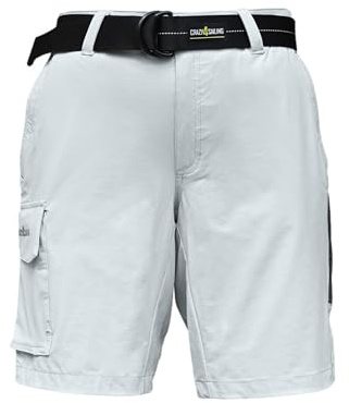 crazy4sailing Unisex Deck Segel‑Shorts – schnelltrocknend, Ultraleicht & Stretchy, UPF 40 Schutz, Abriebfest verstärkter Sitz, praktische Taschen, elastischer Bund inkl. Gürtel Stone XL Überlänge
