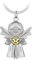 Porte clés ange gardien Smile avec volant Cadeau porte-bonheur pour permis de conduire en Métal mat porte-bonheur avec pendentif en forme d'ange Conduire prudemment