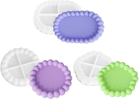 3 Stück Silikonform Tablett, Silikonform Untersetzer Bubble, Silikonformen Gießformen Tablett, Epoxidharz Formen für Beton Gießform für Untersetzer, Kerzenhalter, DIY Bastelprojekte, Heimdekoration