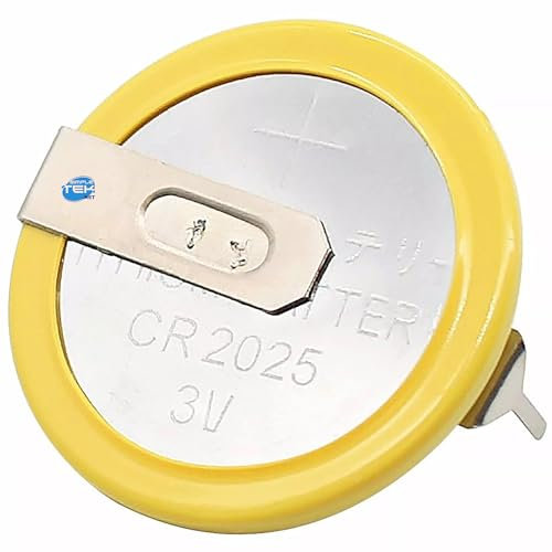 SIMPLETEK - Confezione da 3 batterie CMOS CR2025 gialle da saldare, 3V 150mAh per BIOS
