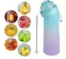 Gradient Sports Water Bottle, 650ml, with 7 Fruit Flavour Rings, Straw Brush, Frosted Design (Shade 2)