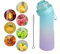 Gradient Sports Water Bottle, 650ml, with 7 Fruit Flavour Rings, Straw Brush, Frosted Design (Shade 2)