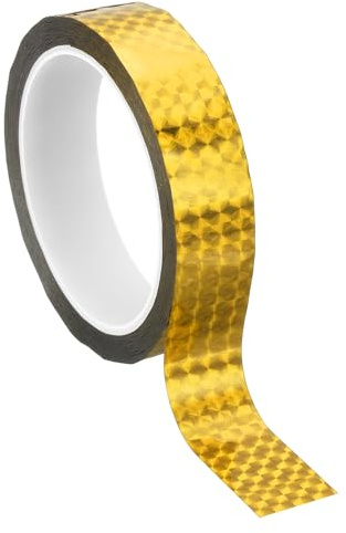 PATIKIL Metalized Polyester Film Tape 25mm x 50 Meters, Metallic Decor Laser Gold Adhesive Mirror Tape for Detailing Accent Wall Graphic Arts Boat Trim Walls