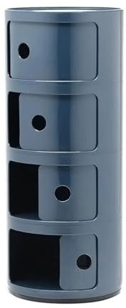 Curvaso 4 Tier Grey Modern Storage Unit Drawer Multi Tier Round White Cabinet Bedside Table Kitchen Plastic Shelf Vanity Bathroom Furniture Set