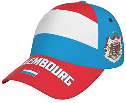 JUZGTSIT Baseballkappe mit Luxemburg-Flagge, 3D-Volldruck, Erwachsene, Unisex, verstellbare Mütze, Fußball, patriotische Kappen, mehrfarbig, Einheitsgröße